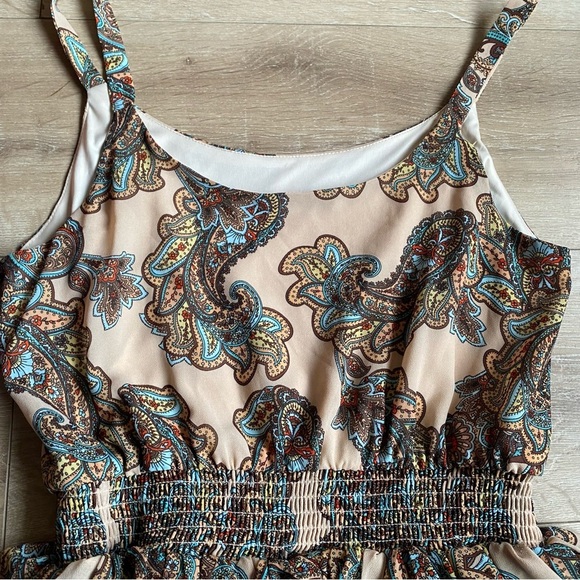 NWT Dex Dress paisley tiered smocked waist scoop neck dress medium - Picture 9 of 12